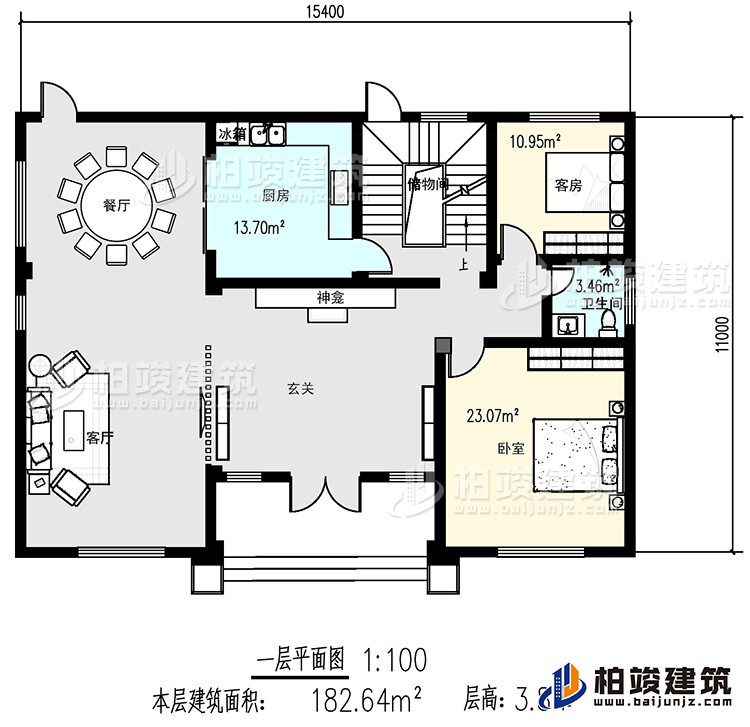 一層：客廳，2臥室，廚房，餐廳，衛(wèi)生間，儲(chǔ)物間