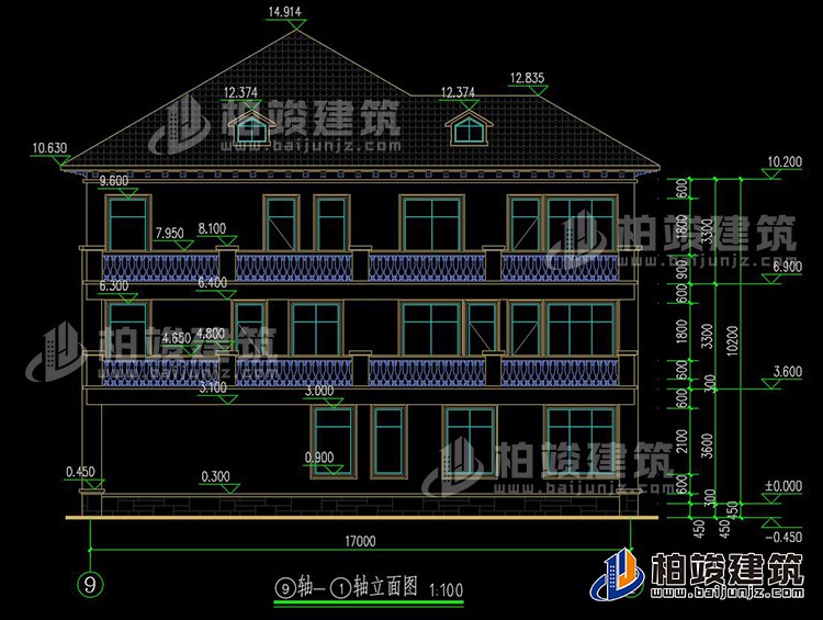 2019新農(nóng)村歐式別墅設(shè)計圖，三層自建房大氣漂亮別墅BZ368-簡歐風(fēng)格