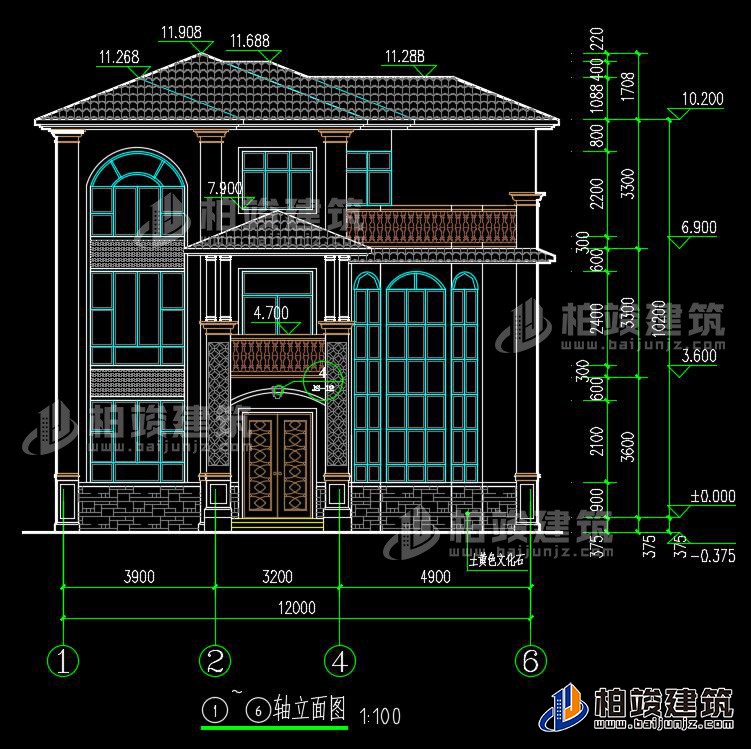 三層農(nóng)村自建房屋建筑施工圖別墅設(shè)計圖紙,小別墅設(shè)計圖BZ385-簡歐風(fēng)格