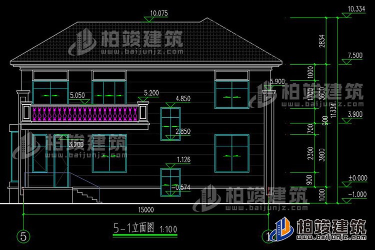 農(nóng)村25萬(wàn)別墅款式二層自建房設(shè)計(jì)圖，外觀簡(jiǎn)約大氣BZ2513-簡(jiǎn)歐風(fēng)格