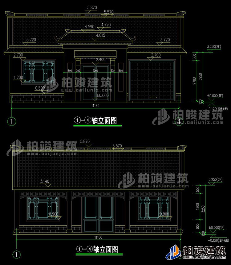 農(nóng)村一層中式三合院別墅BZ180-新古典風(fēng)格